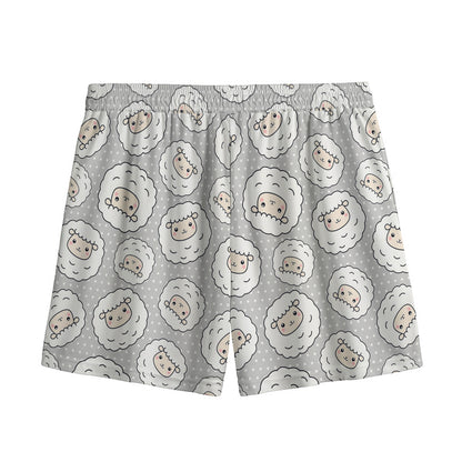 Kawaii Sheep Pattern Print Mesh Shorts