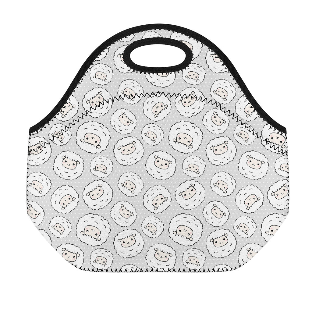 Kawaii Sheep Pattern Print Neoprene Lunch Bag