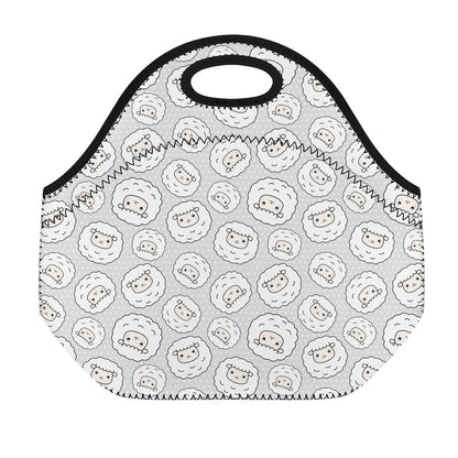 Kawaii Sheep Pattern Print Neoprene Lunch Bag