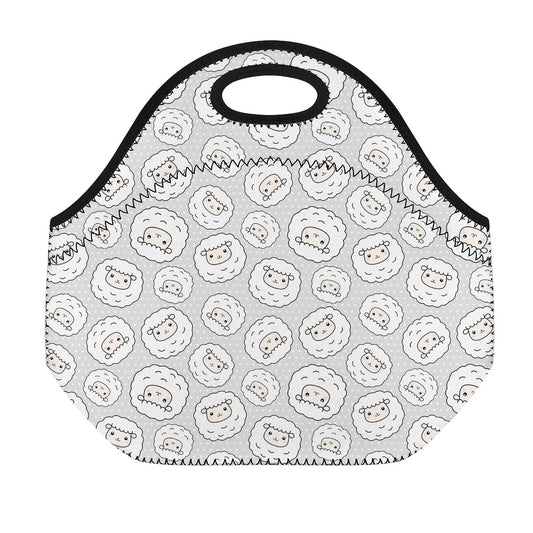 Kawaii Sheep Pattern Print Neoprene Lunch Bag