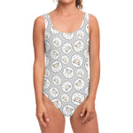 Kawaii Sheep Pattern Print One Piece Swimsuit