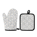 Kawaii Sheep Pattern Print Oven Mitt And Pot Holder Set