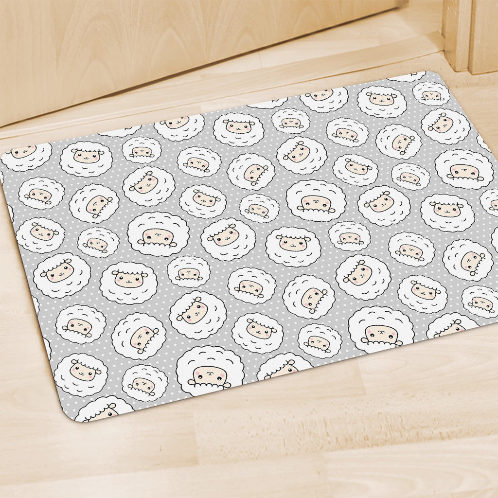 Kawaii Sheep Pattern Print Polyester Doormat