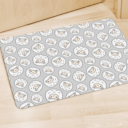 Kawaii Sheep Pattern Print Polyester Doormat