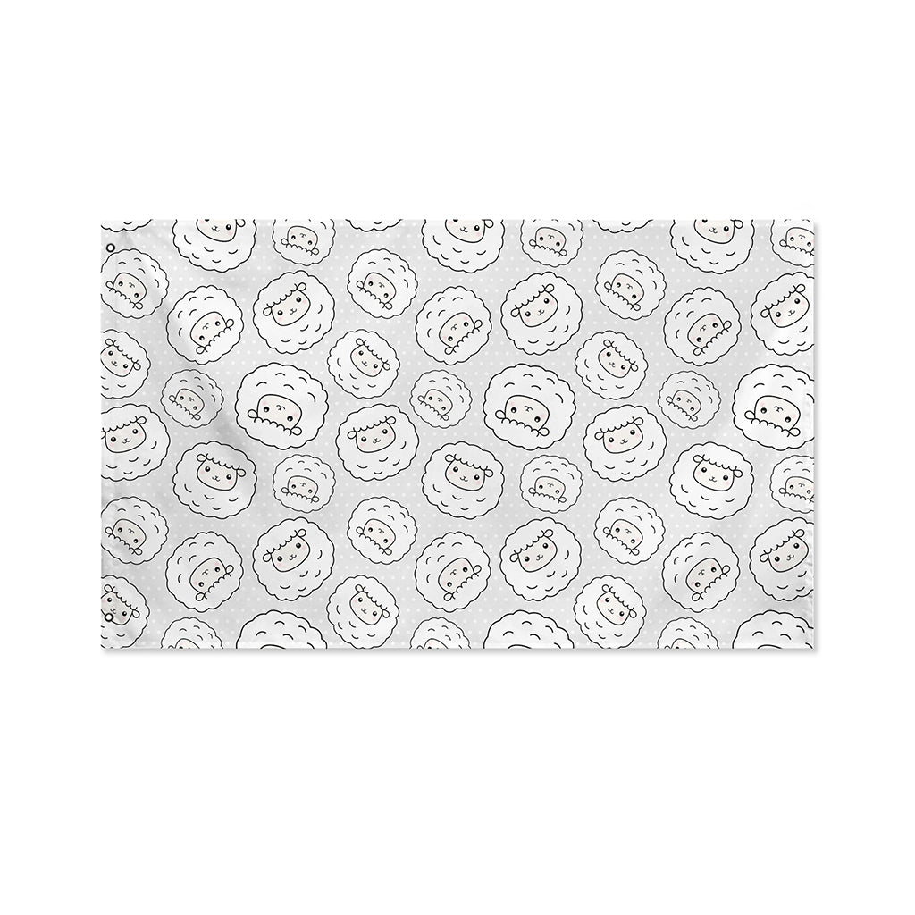 Kawaii Sheep Pattern Print Polyester Flag