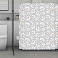 Kawaii Sheep Pattern Print Polyester Shower Curtain