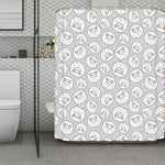 Kawaii Sheep Pattern Print Polyester Shower Curtain