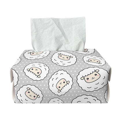 Kawaii Sheep Pattern Print Rectangle Tissue Box Cover