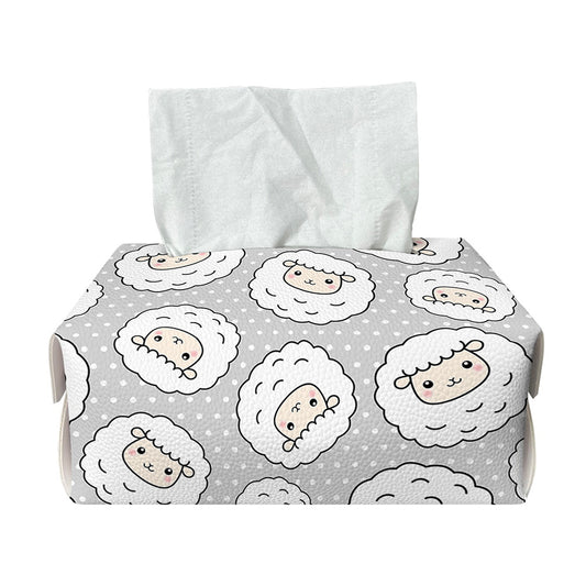 Kawaii Sheep Pattern Print Rectangle Tissue Box Cover