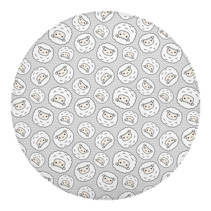 Kawaii Sheep Pattern Print Round Blanket