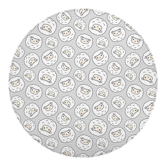 Kawaii Sheep Pattern Print Round Blanket