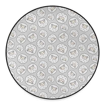 Kawaii Sheep Pattern Print Round Floor Mat