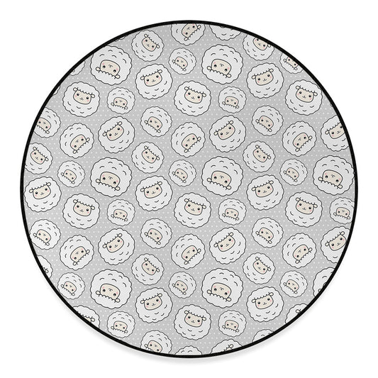 Kawaii Sheep Pattern Print Round Floor Mat