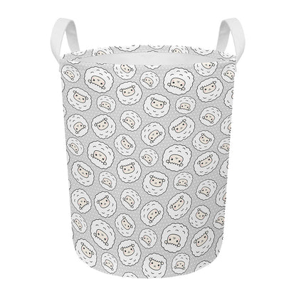 Kawaii Sheep Pattern Print Round Laundry Basket