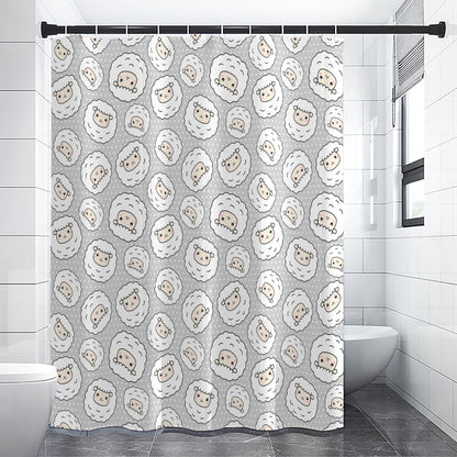 Kawaii Sheep Pattern Print Shower Curtain