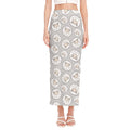 Kawaii Sheep Pattern Print Side Slit Maxi Skirt