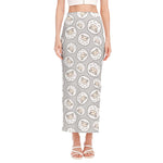 Kawaii Sheep Pattern Print Side Slit Maxi Skirt