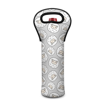 Kawaii Sheep Pattern Print Single Neoprene Wine Tote