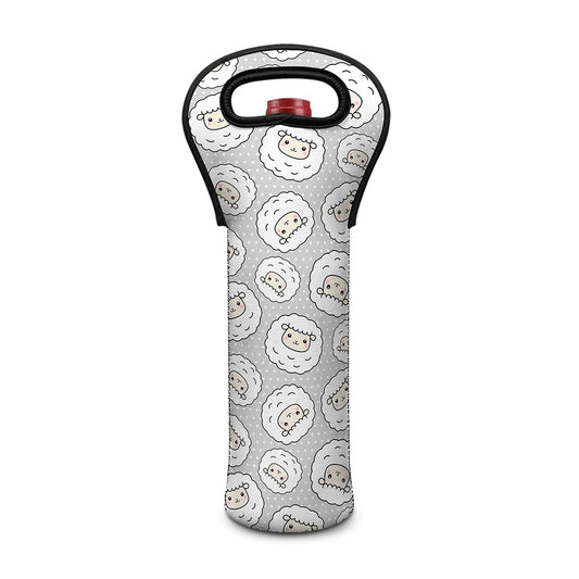 Kawaii Sheep Pattern Print Single Neoprene Wine Tote