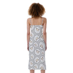 Kawaii Sheep Pattern Print Slim Fit Midi Cami Dress