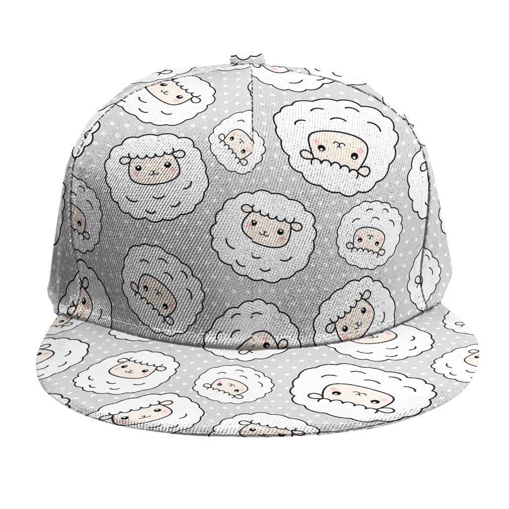 Kawaii Sheep Pattern Print Snapback Cap