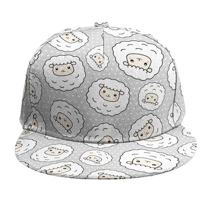 Kawaii Sheep Pattern Print Snapback Cap