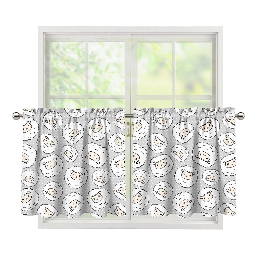 Kawaii Sheep Pattern Print Tier Curtains
