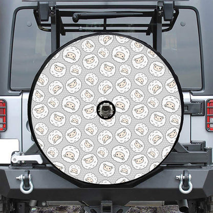 Kawaii Sheep Pattern Print Tire Cover With Camera Hole