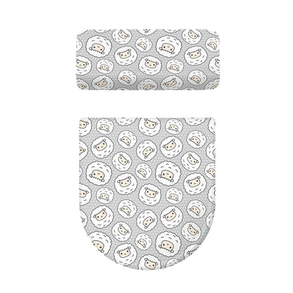 Kawaii Sheep Pattern Print Toilet Lid And Tank Cover Set
