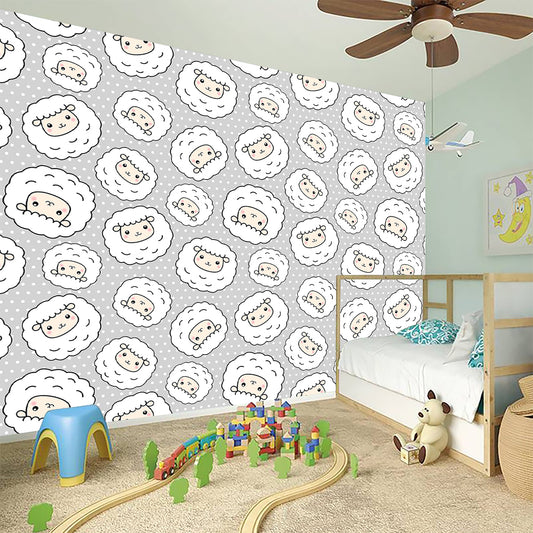 Kawaii Sheep Pattern Print Wall Sticker