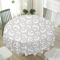 Kawaii Sheep Pattern Print Waterproof Round Tablecloth