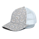 Kawaii Sheep Pattern Print White Mesh Trucker Cap