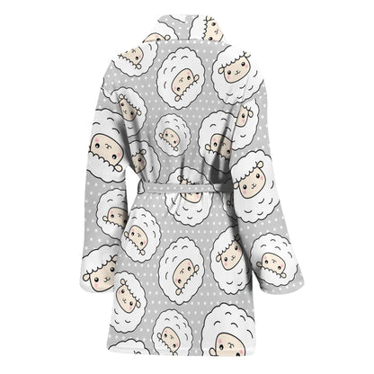 Kawaii Sheep Pattern Print Women's Bathrobe