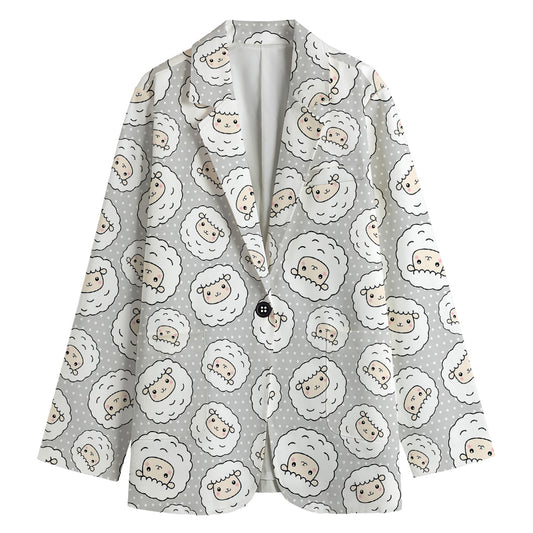 Kawaii Sheep Pattern Print Women's Blazer