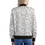 Kawaii Sheep Pattern Print Women's Bomber Jacket
