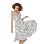 Kawaii Sheep Pattern Print Women's Sleeveless Dress