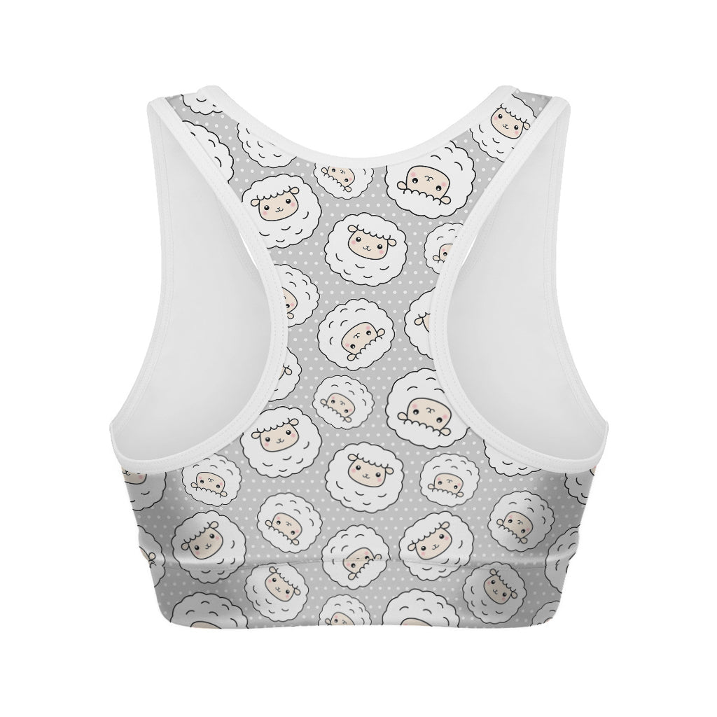 Kawaii Sheep Pattern Print Women's Sports Bra