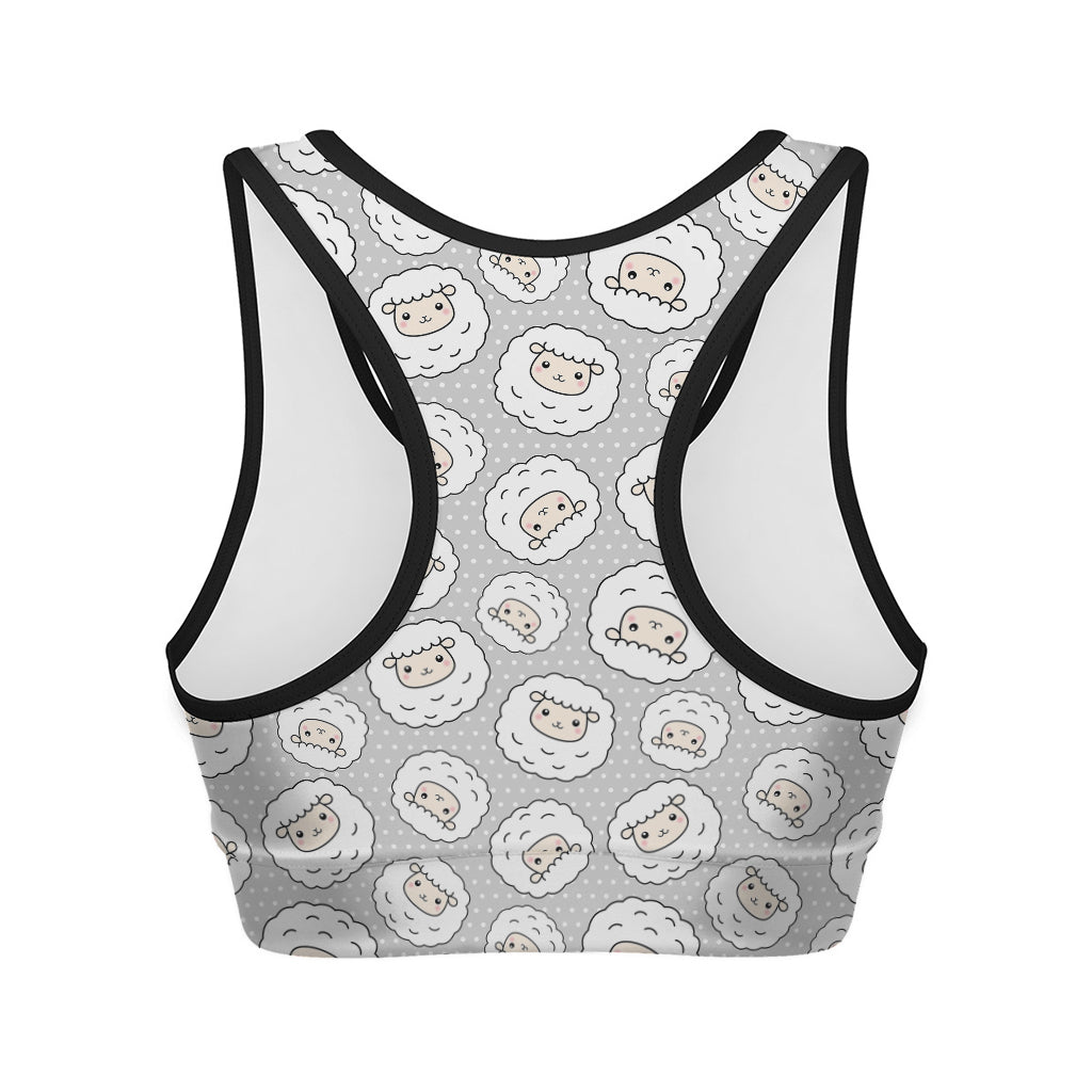 Kawaii Sheep Pattern Print Women's Sports Bra