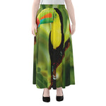 Keel-Billed Toucan Print Chiffon Maxi Skirt