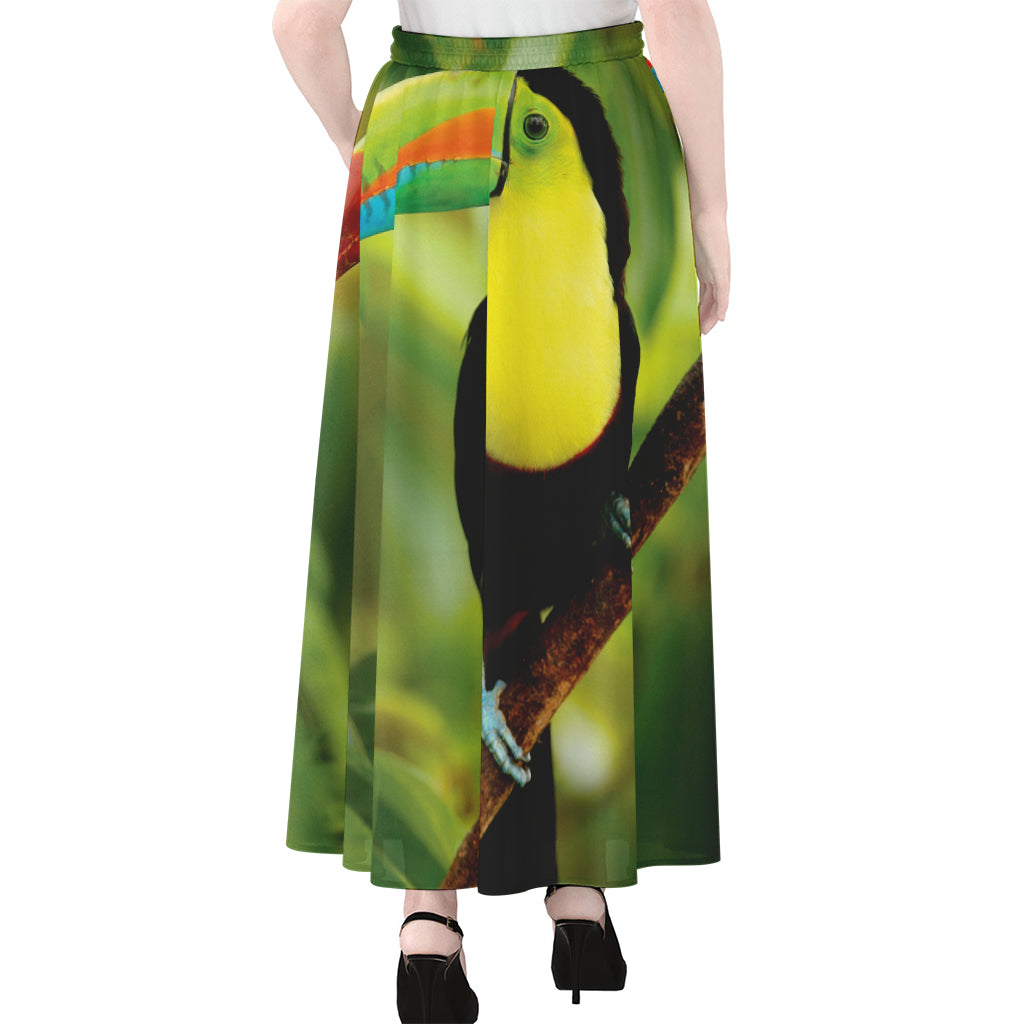 Keel-Billed Toucan Print Chiffon Maxi Skirt