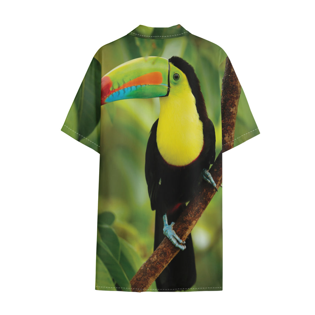 Keel-Billed Toucan Print Cotton Hawaiian Shirt