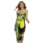 Keel-Billed Toucan Print Cross Back Cami Dress