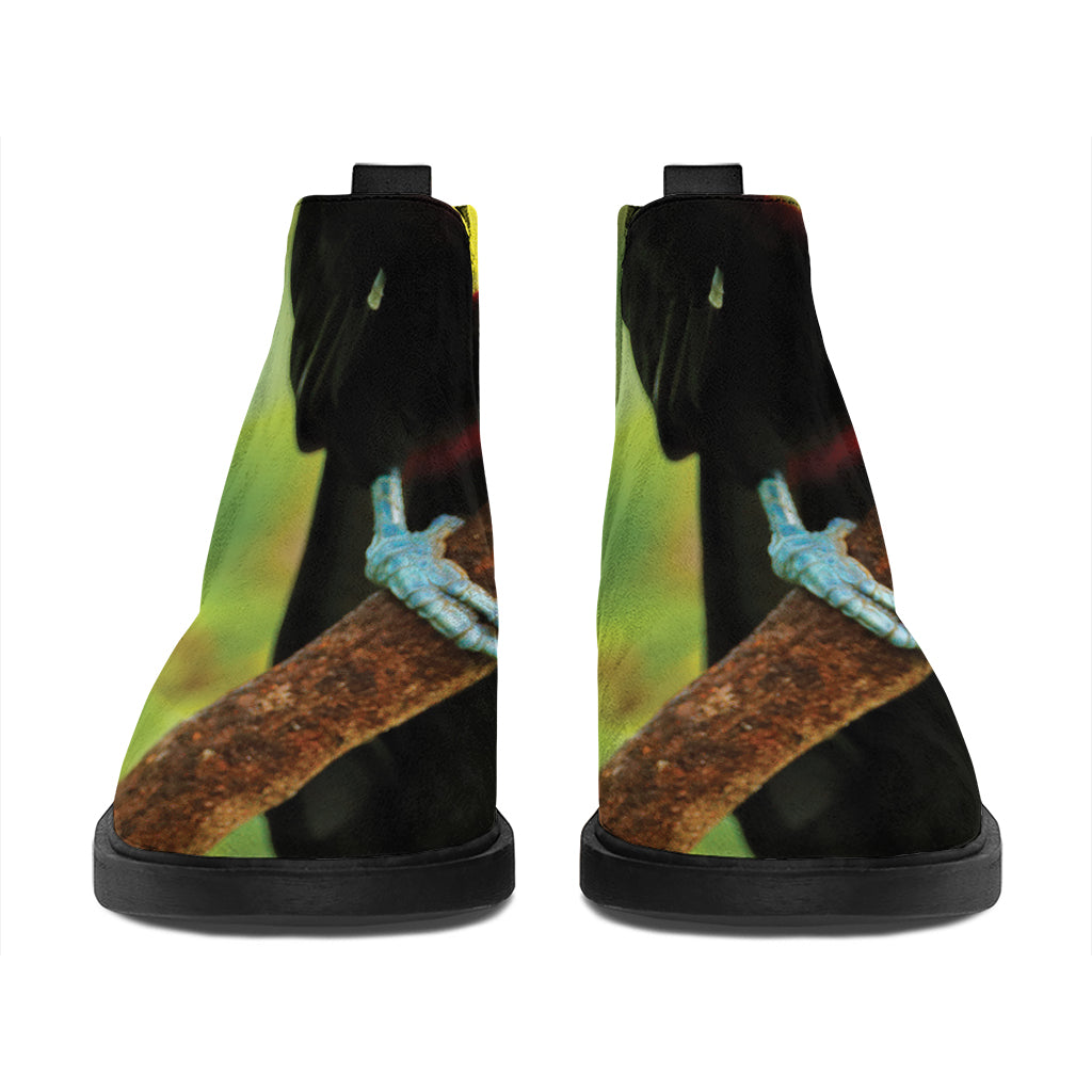 Keel-Billed Toucan Print Flat Ankle Boots