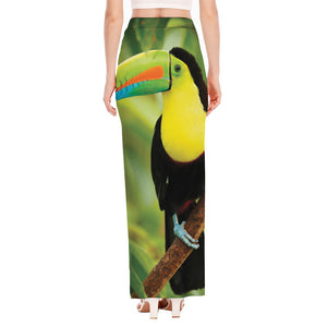 Keel-Billed Toucan Print High Slit Maxi Skirt