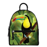 Keel-Billed Toucan Print Leather Backpack