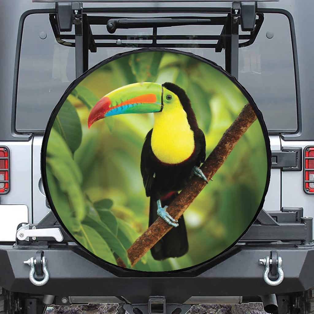 Keel-Billed Toucan Print Leather Spare Tire Cover