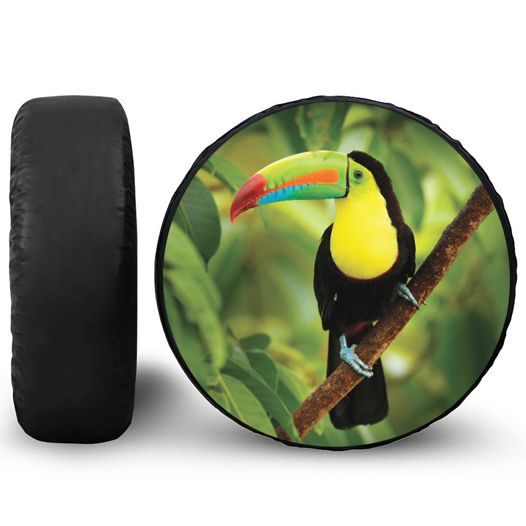 Keel-Billed Toucan Print Leather Spare Tire Cover