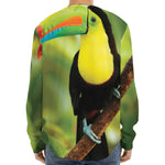 Keel-Billed Toucan Print Long Sleeve Baseball Jersey