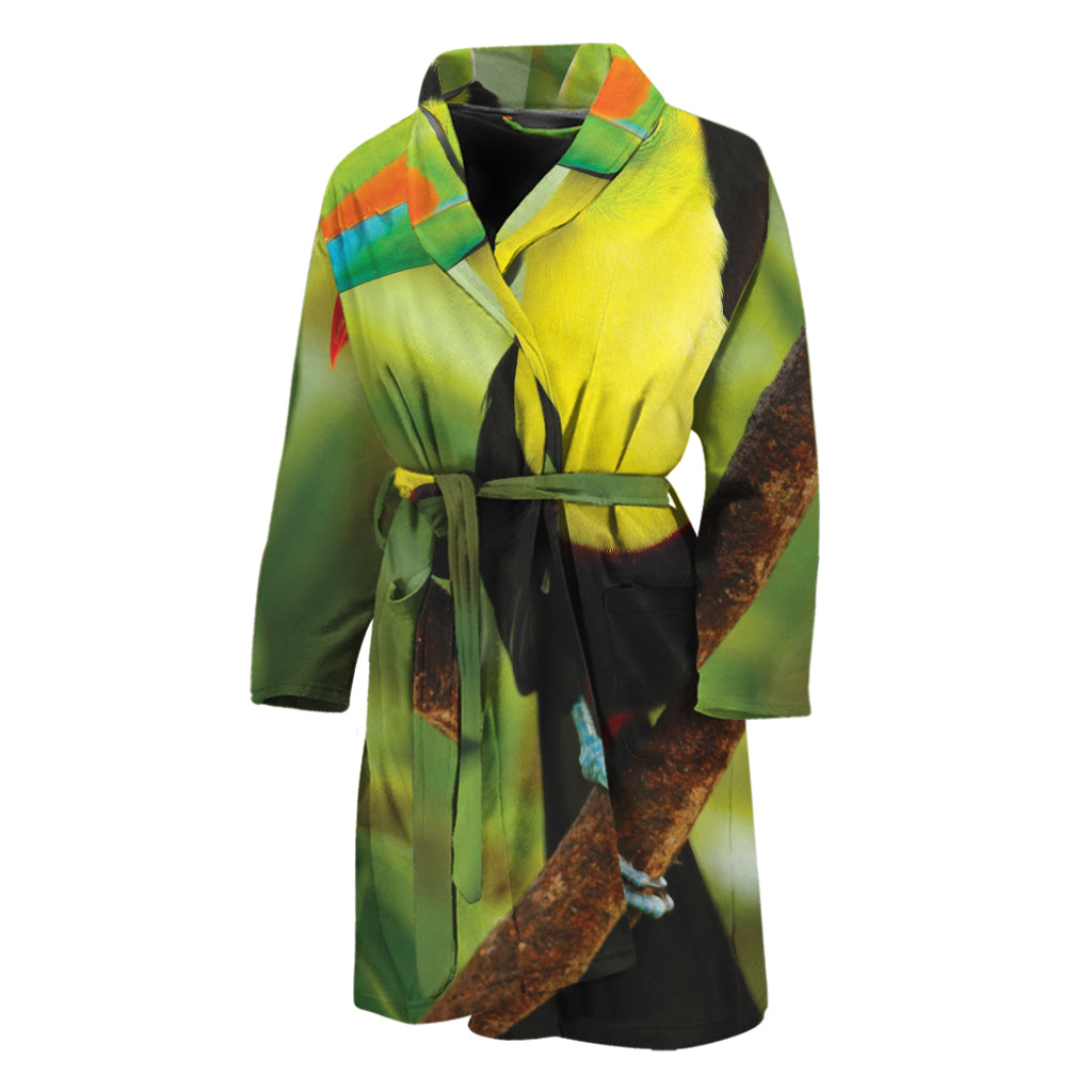 Keel-Billed Toucan Print Men's Bathrobe