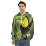 Keel-Billed Toucan Print Men's Velvet Pullover Hoodie